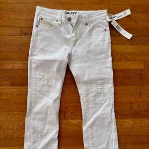 NWT DKNY White Jeans with Lace Detail  size 12